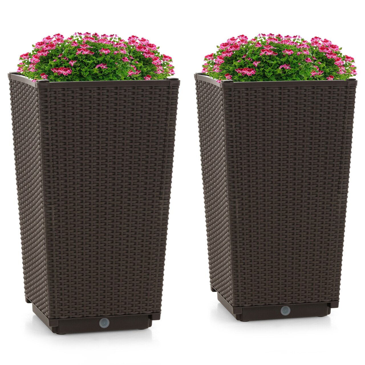 Wicker Planter Set of 2 with Self-Watering System and Weather-Resistant PP Material